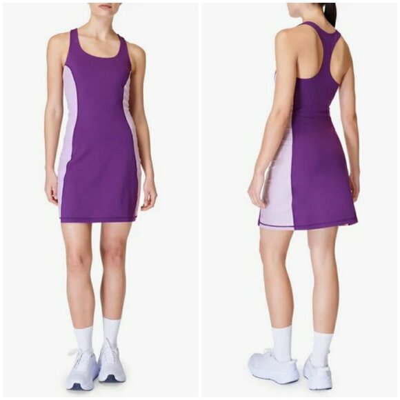 SWEATY BETTY Power Workout Colorblock Performance Dress ~ Deep Purple Large NWT - Picture 4 of 16